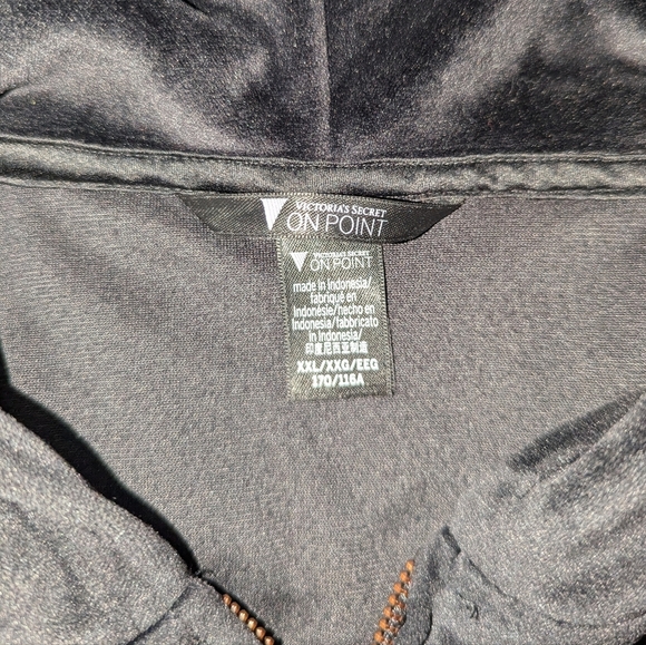Victoria's Secret On Point Velour Rhinestone Full Zip Hoodie Black Women's XXL - Picture 7 of 7